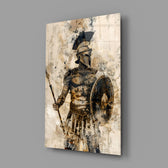 Gladiator close-up showing stoic stance and amber painterly impasto