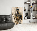 Gladiator glass print enhancing a den with statement firepower