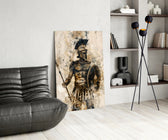 Gladiator glass print enhancing a den with statement firepower