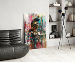 Gladiator glass print enhancing a den with statement firepower