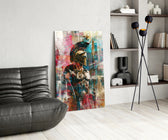 Gladiator glass print enhancing a den with statement firepower