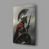 Gladiator close-up showing scarlet cape on foggy battlefield