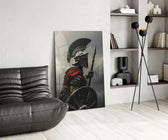 Gladiator glass print enhancing a den with statement firepower