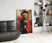 Gladiator glass print enhancing a den with statement firepower