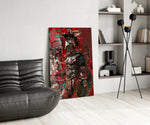 Gladiator glass print enhancing a den with statement firepower