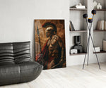Gladiator glass print enhancing a den with statement firepower