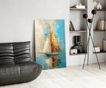 Sailing glass print enhancing a den with statement firepower