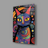 Night Cat close-up showing rainbow swirls and gold eyes