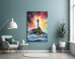 Lighthouse panel adding editorial flair to a hallway