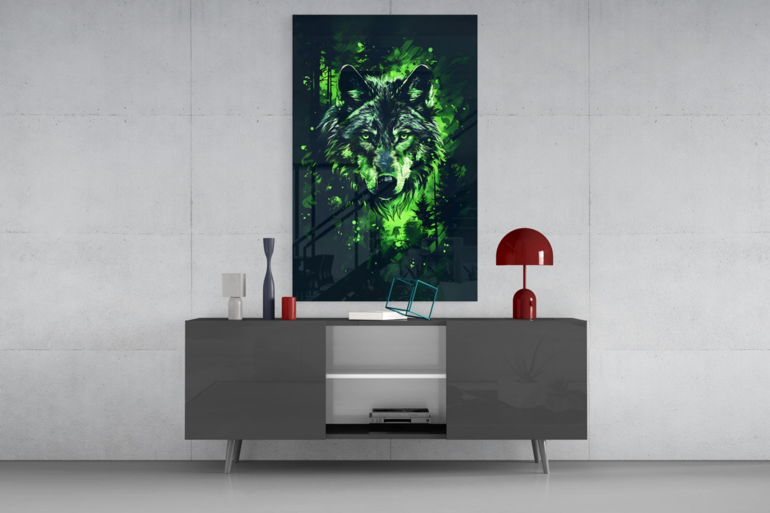Wolf Glass Wall Art || Designer Collection.