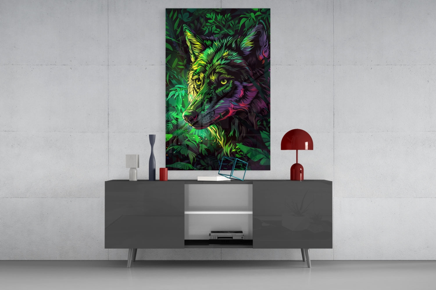 Wolf Glass Wall Art || Designer Collection.