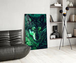 Wolf glass print enhancing a den with fantasy firepower