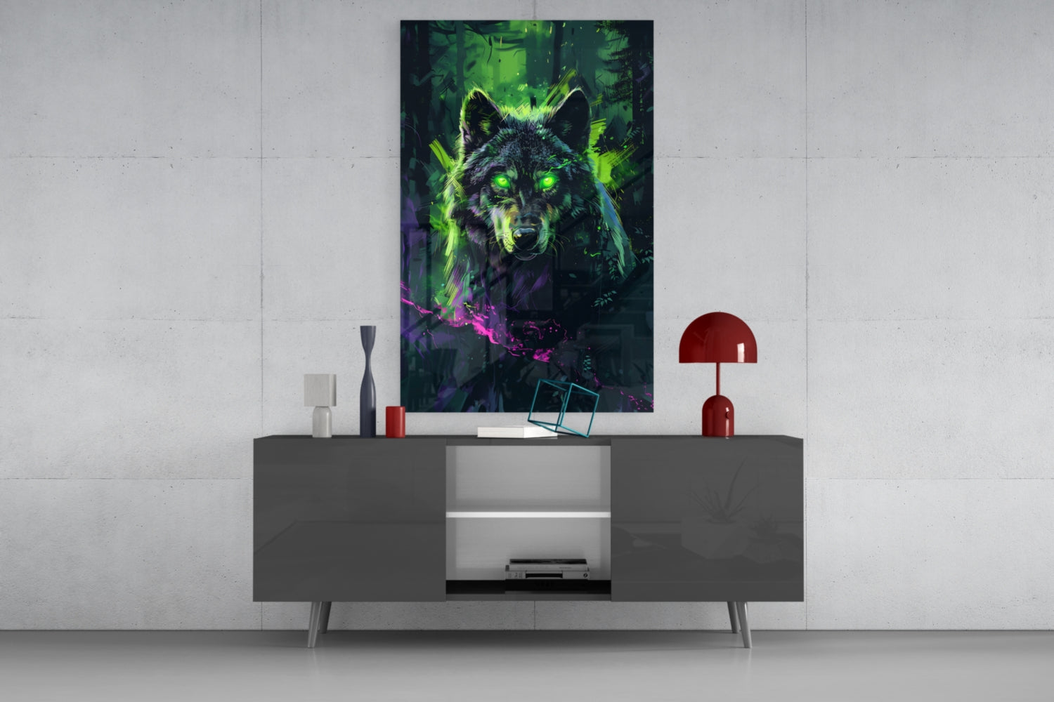 Wolf Glass Wall Art || Designer Collection.