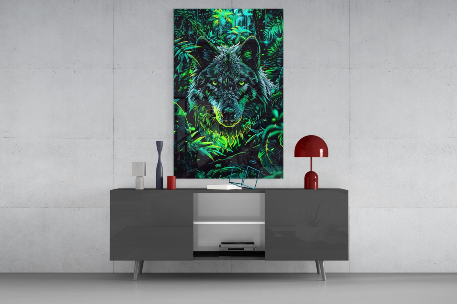 Wolf Glass Wall Art || Designer Collection.
