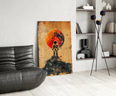 Astronaut glass print enhancing a den with statement firepower