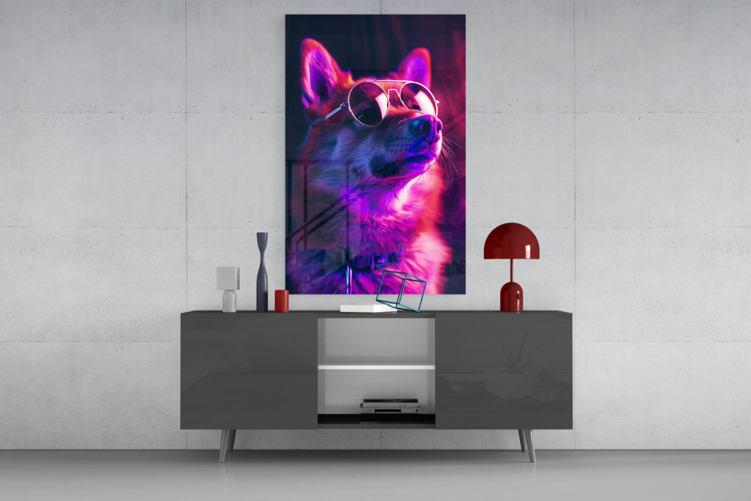 Dog with Glasses Glass Wall Art || Designer Collection.