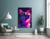 Dog with Glasses panel adding editorial flair to a hallway
