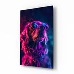 Cinematic-neon panel bringing electric glow to a music room