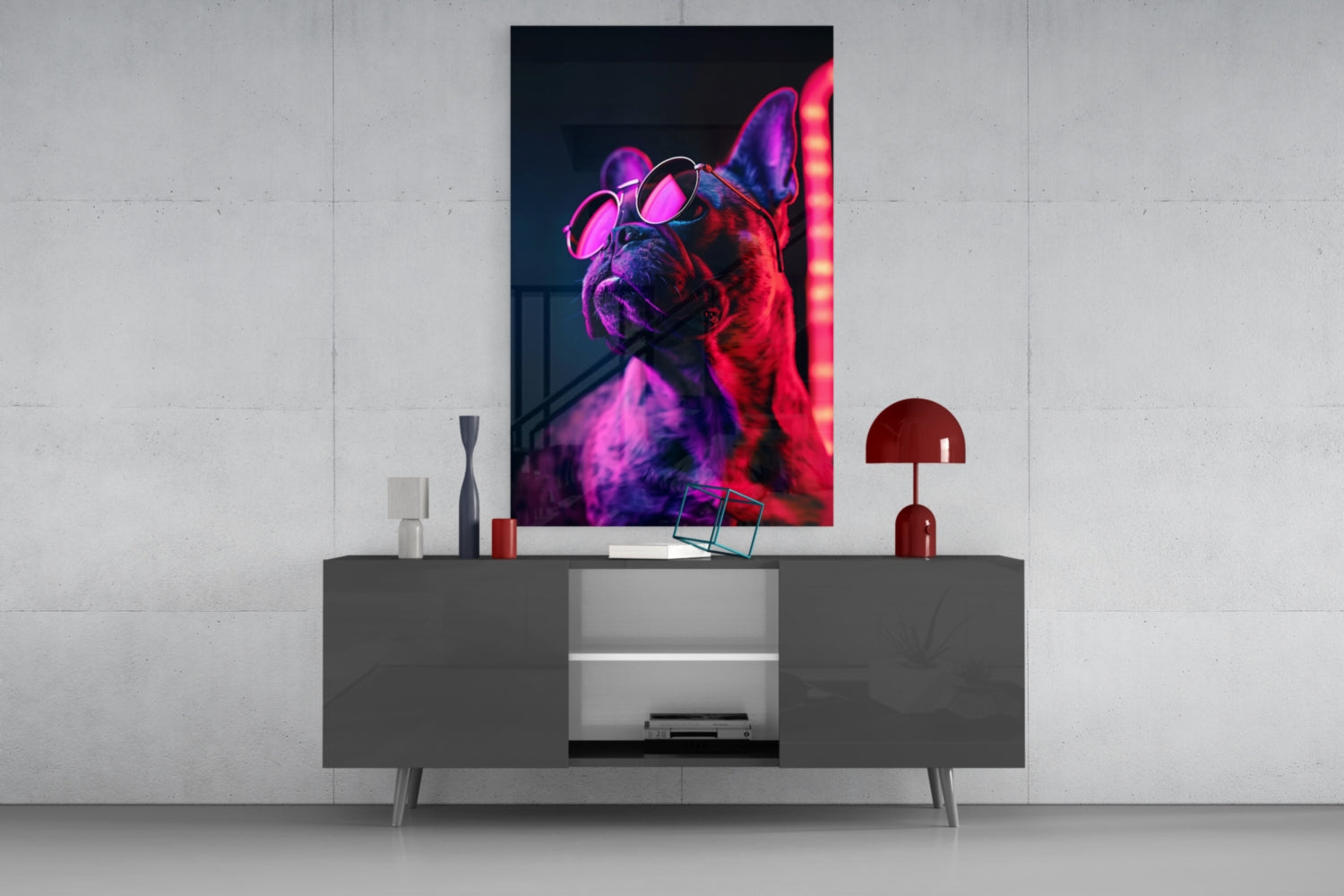 Dog with Glasses Glass Wall Art || Designer Collection.