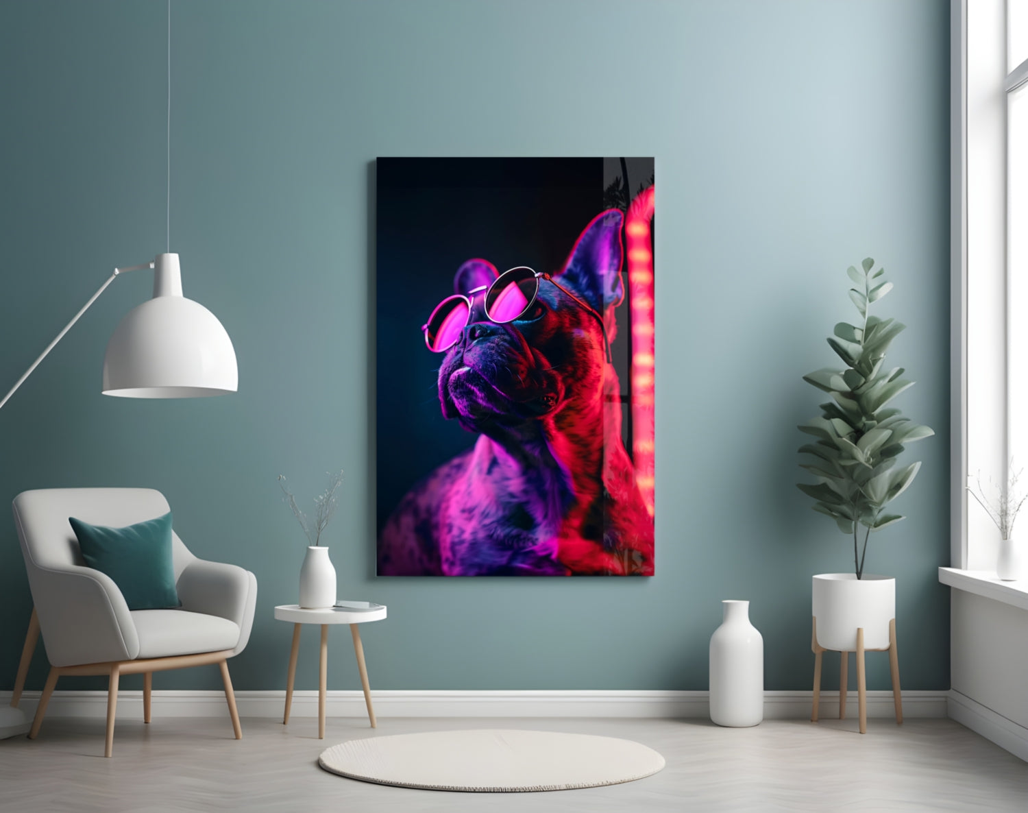 Dog with Glasses Glass Wall Art || Designer Collection.