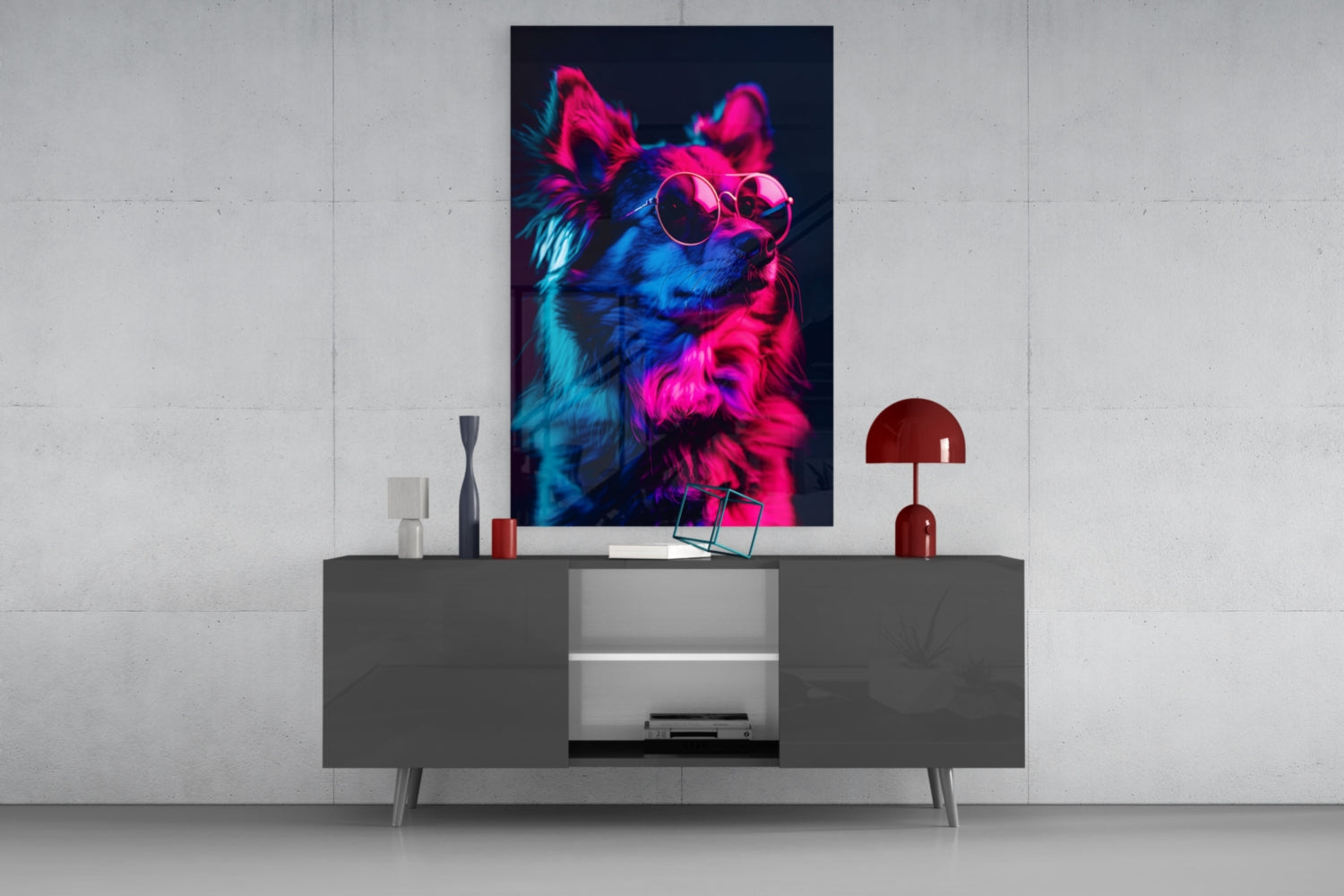 Dog with Glasses Glass Wall Art || Designer Collection.