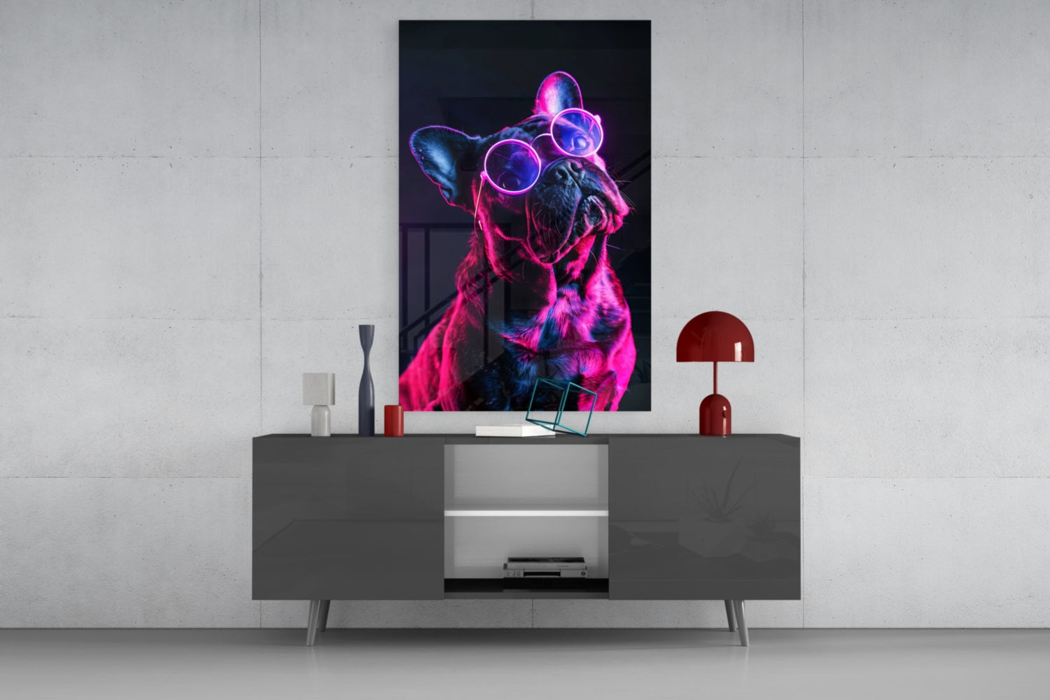 Dog with Glasses Glass Wall Art || Designer Collection.