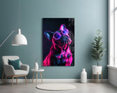 Dog with Glasses panel adding editorial flair to a hallway