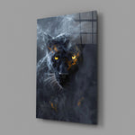 Black Panther close-up showing golden eyes in smoke