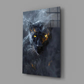 Black Panther close-up showing golden eyes in smoke