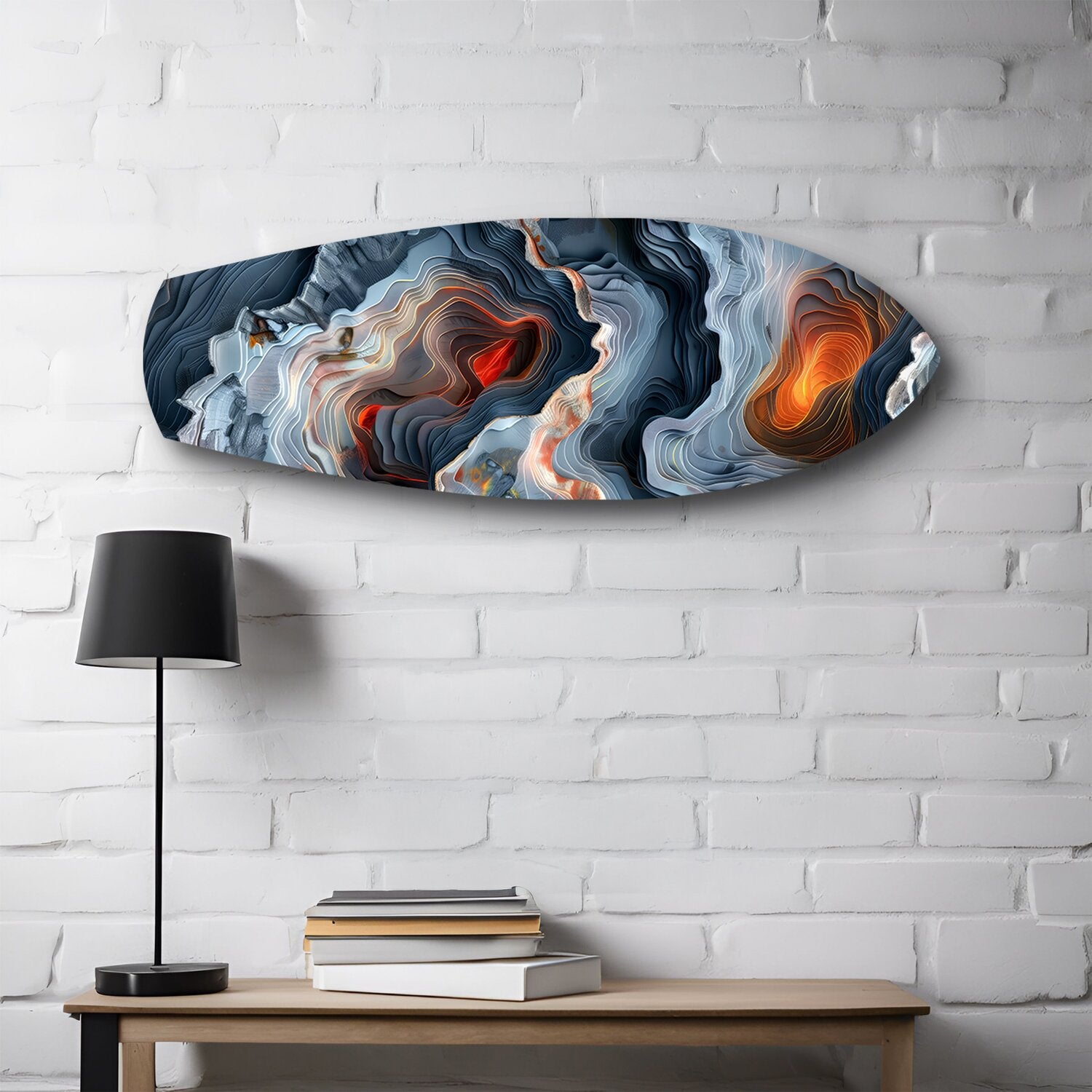 Lava Geode Abstract Glass Wall Art.