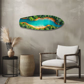 Aerial River Forest Landscape Glass Wall Art.
