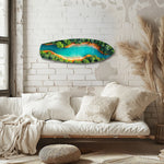 Aerial River Forest Landscape Glass Wall Art.