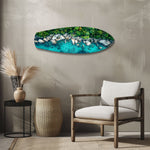Tropical Lagoon Aerial Beach Glass Wall Art.