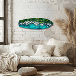 Tropical Lagoon Aerial Beach Glass Wall Art.