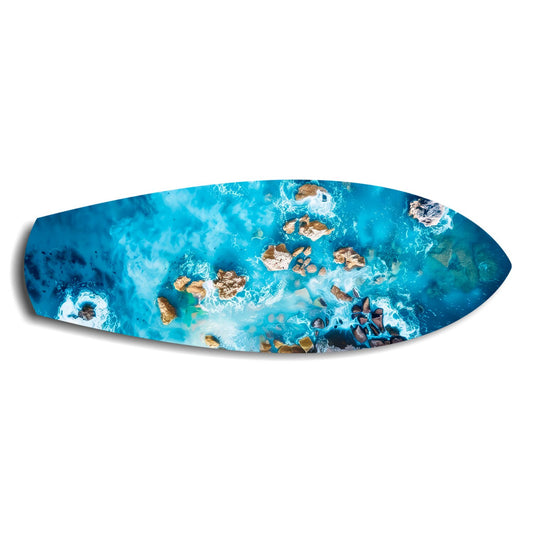 Aerial Reef Turquoise Ocean Glass Wall Art.
