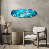 Aerial Reef Turquoise Ocean Glass Wall Art.