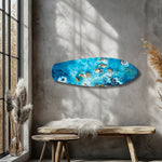 Aerial Reef Turquoise Ocean Glass Wall Art.