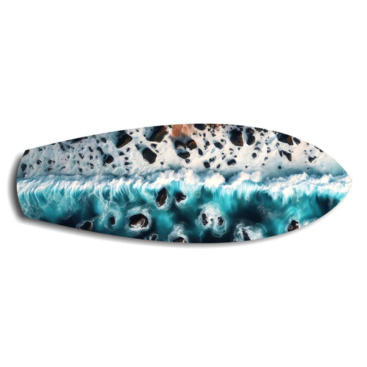 Crashing Wave Aerial Ocean Glass Wall Art.