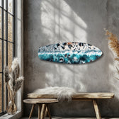 Crashing Wave Aerial Ocean Glass Wall Art.