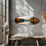 Lakeside Sunset Mirror Landscape Glass Wall Art.