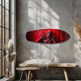 Red Masked Mercenary Comic Hero Glass Wall Art.