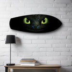 Black Dragon Green Eyes Glass Wall Art.