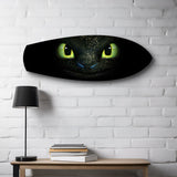 Black Dragon Green Eyes Glass Wall Art.