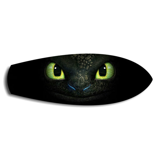 Black Dragon Green Eyes Glass Wall Art.