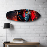 Blue Tribal Warrior Sci-Fi Glass Wall Art.