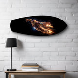 Flying Armored Superhero Glass Wall Art.