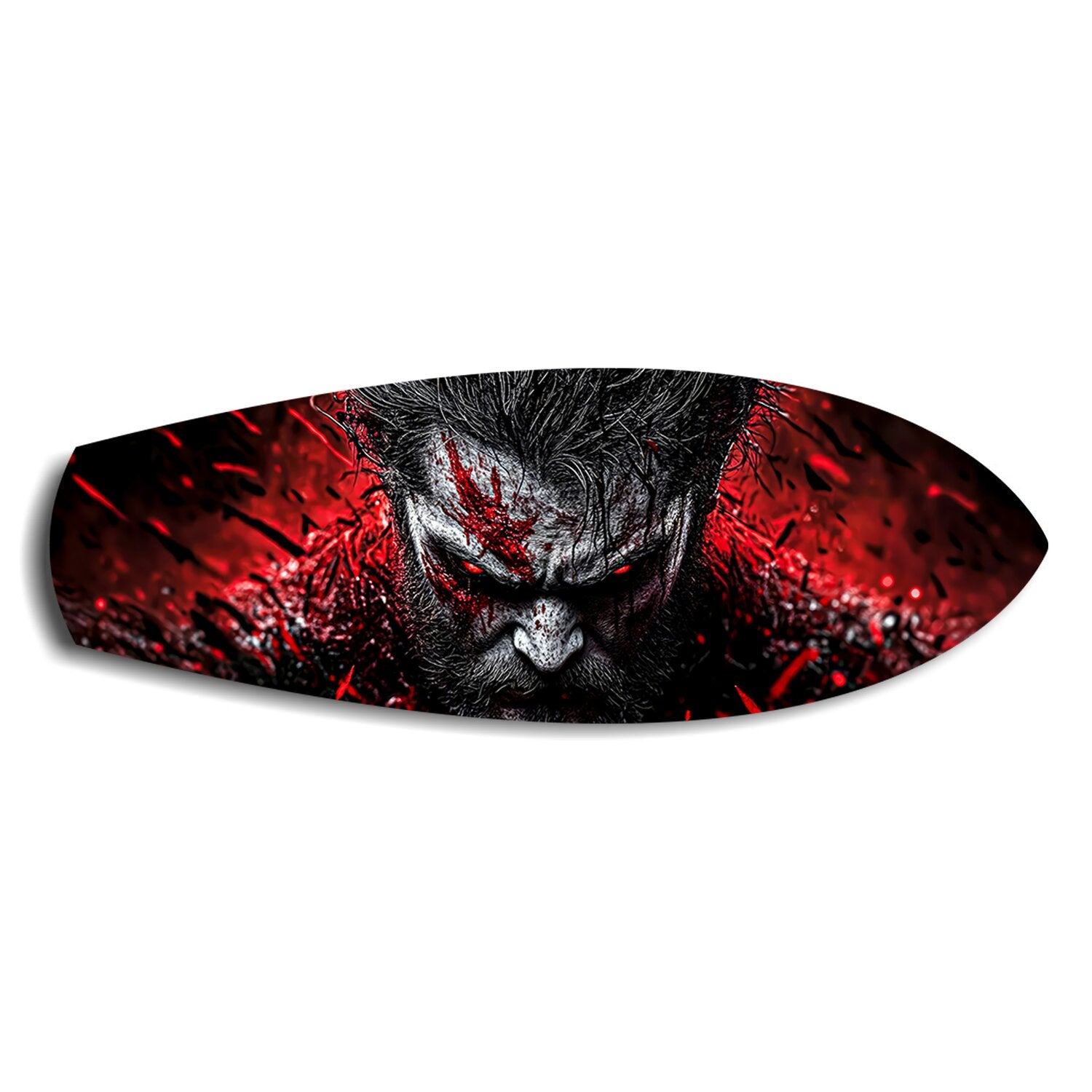 Brutal Warrior Bloody Portrait Glass Wall Art.