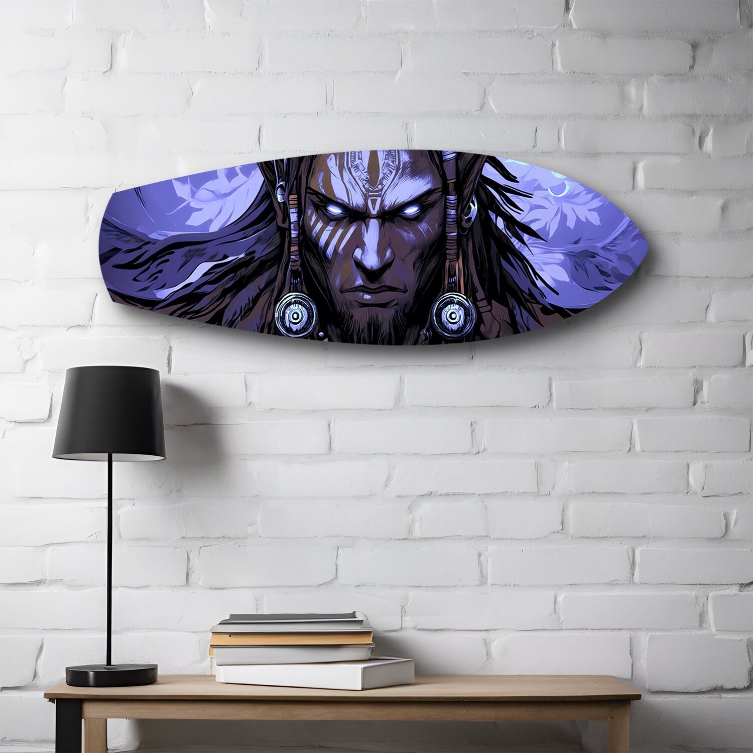 Tribal Chief Warrior Comic Glass Wall Art.