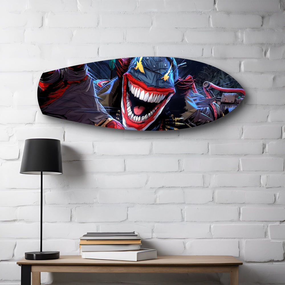 Crazy Mask Anti-Hero Comic Glass Wall Art.
