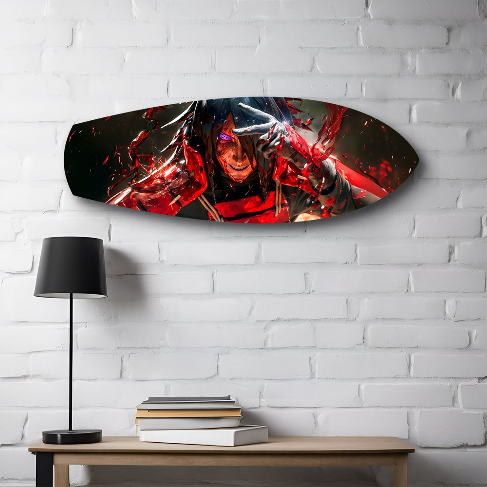 Anime Ninja Crimson Power Glass Wall Art.